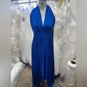 Elegant Blue Halter Dress